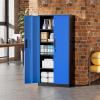 imageGreenvelly White Metal Storage Cabinet for Garage 72 Steel Locking Cabinet with Doors and 4 Shelves Tall Tool Organizer for Garage Systems Lockable File Storage for Home Office ClassroomBlack Blue