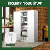 imageGreenvelly White Metal Storage Cabinet for Garage 72 Steel Locking Cabinet with Doors and 4 Shelves Tall Tool Organizer for Garage Systems Lockable File Storage for Home Office ClassroomWhite