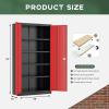 imageGreenvelly White Metal Storage Cabinet for Garage 72 Steel Locking Cabinet with Doors and 4 Shelves Tall Tool Organizer for Garage Systems Lockable File Storage for Home Office ClassroomBlack Red