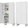 imageGreenvelly White Metal Storage Cabinet for Garage 72 Steel Locking Cabinet with Doors and 4 Shelves Tall Tool Organizer for Garage Systems Lockable File Storage for Home Office ClassroomWhite