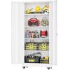 imageGreenvelly White Metal Storage Cabinet for Garage 72 Steel Locking Cabinet with Doors and 4 Shelves Tall Tool Organizer for Garage Systems Lockable File Storage for Home Office ClassroomWhite
