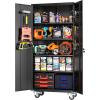 imageGreenvelly White Metal Storage Cabinet for Garage 72 Steel Locking Cabinet with Doors and 4 Shelves Tall Tool Organizer for Garage Systems Lockable File Storage for Home Office ClassroomBlack