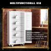 imageGreenvelly White Metal Storage Cabinet for Garage 72 Steel Locking Cabinet with Doors and 4 Shelves Tall Tool Organizer for Garage Systems Lockable File Storage for Home Office ClassroomWhite