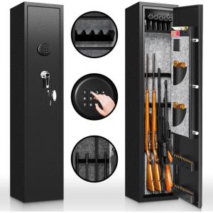 imageGreenvelly 10 Gun Safe for Rifles and PistolsGun Cabinet with Password Lock for HomeOfficeBedroom1014GunsAssembly RequiredBlack