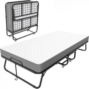 imageGreenvelly Folding Bed with 5 Inch Mattress 75 x 38 Portable Rollaway Bed with Memory Mattress and Metal Frame for AdultsGuest Twin SizeCot Size31