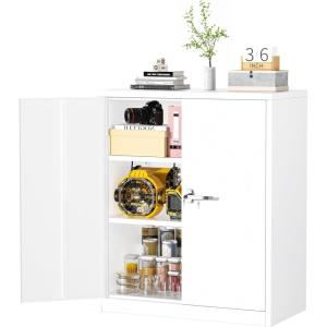 imageGreenvelly Metal Cabinet 36quot Locking Storage File Cabinet with Doors and Shelves for OfficeHomeGymSchoolKitchenWhiteWhite