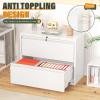 imageGreenvelly 2 Drawer Lateral File Cabinet White Metal Filing Cabinet for Home Office Lockable File Cabinet for LegalLetterA4F4 Size with Hanging BarsampampKey