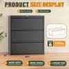 imageGreenvelly 3 Drawer Lateral File Cabinet Lockable Metal Filing Cabinet for Home Office Black Metal File Cabinet for LegalLetterA4F4 Size with Hanging BarsampampKey