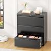 imageGreenvelly 3 Drawer Lateral File Cabinet Lockable Metal Filing Cabinet for Home Office Black Metal File Cabinet for LegalLetterA4F4 Size with Hanging BarsampampKey