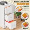 imageGreenvelly 4 Drawer File Cabinet with Lock Metal Filing Cabinet for Home Office Locking Vertical File Cabinet 18quot D File Cabinets for Home Office Easy Assemble WhiteWhite