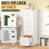 imageGreenvelly 4 Drawer File Cabinet with Lock Metal Filing Cabinet for Home Office Locking Vertical File Cabinet 18quot D File Cabinets for Home Office Easy Assemble WhiteWhite