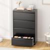 imageGreenvelly 4 Drawer File Cabinet with Lock White Metal Vertical Filing Cabinet for Home Office Fit LegalLetterA4F4 Size with Hanging BarsampampKeyBlack