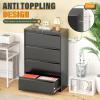 imageGreenvelly 4 Drawer File Cabinet with Lock White Metal Vertical Filing Cabinet for Home Office Fit LegalLetterA4F4 Size with Hanging BarsampampKeyBlack