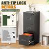 imageGreenvelly 4 Drawer File Cabinet with Lock White Metal Vertical Filing Cabinet for Home Office Fit LegalLetterA4F4 Size with Hanging BarsampampKeyBlack