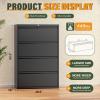 imageGreenvelly 4 Drawer File Cabinet with Lock White Metal Vertical Filing Cabinet for Home Office Fit LegalLetterA4F4 Size with Hanging BarsampampKeyBlack