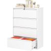 imageGreenvelly 4 Drawer File Cabinet with Lock White Metal Vertical Filing Cabinet for Home Office Fit LegalLetterA4F4 Size with Hanging BarsampampKeyWhite