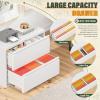 imageGreenvelly 4 Drawer File Cabinet with Lock White Metal Vertical Filing Cabinet for Home Office Fit LegalLetterA4F4 Size with Hanging BarsampampKeyWhite