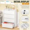 imageGreenvelly 4 Drawer File Cabinet with Lock White Metal Vertical Filing Cabinet for Home Office Fit LegalLetterA4F4 Size with Hanging BarsampampKeyWhite