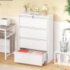 imageGreenvelly 4 Drawer File Cabinet with Lock White Metal Vertical Filing Cabinet for Home Office Fit LegalLetterA4F4 Size with Hanging BarsampampKeyWhite
