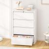 imageGreenvelly 4 Drawer File Cabinet with Lock White Metal Vertical Filing Cabinet for Home Office Fit LegalLetterA4F4 Size with Hanging BarsampampKeyWhite
