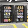 imageGreenvelly 73quot Metal Garage Storage Cabinet with Wheels Black Lockable Metal Cabinet with 2 Doors and 4 Adjustable Shelves Rolling Steel Tool Organization for Garage Home Office SchoolBlack