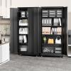 imageGreenvelly 73quot Metal Garage Storage Cabinet with Wheels Black Lockable Metal Cabinet with 2 Doors and 4 Adjustable Shelves Rolling Steel Tool Organization for Garage Home Office SchoolBlack