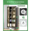 imageGreenvelly Metal Display Cabinet with Glass Doors and 4 Shelves Blue Storage for Home Office Living Room PantryBlack