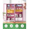 imageGreenvelly Metal Display Cabinet with Glass Doors and 4 Shelves Blue Storage for Home Office Living Room PantryPink