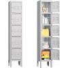 imageGreenvelly Metal Locker 72quot Metal Lockers for Employees with Locking Doors Lockable Steel Locker Storage for Office School Gym Home BlackGrey