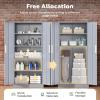 imageGreenvelly Metal Pantry Cabinet 63Tall Black Kitchen Pantry Storage Cabinets with 2 Lock Doors and 4 Adjustable Shelves for Home Office Dinning RoomGarageDark Grey