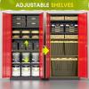 imageGreenvelly Metal Pantry Cabinet 63Tall Black Kitchen Pantry Storage Cabinets with 2 Lock Doors and 4 Adjustable Shelves for Home Office Dinning RoomGarageBlack Red