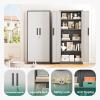 imageGreenvelly Metal Pantry Cabinet 63Tall Black Kitchen Pantry Storage Cabinets with 2 Lock Doors and 4 Adjustable Shelves for Home Office Dinning RoomGarageGrey White