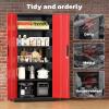 imageGreenvelly Metal Pantry Cabinet 63Tall Black Kitchen Pantry Storage Cabinets with 2 Lock Doors and 4 Adjustable Shelves for Home Office Dinning RoomGarageBlack Red