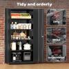 imageGreenvelly Metal Pantry Cabinet 63Tall Black Kitchen Pantry Storage Cabinets with 2 Lock Doors and 4 Adjustable Shelves for Home Office Dinning RoomGarageBlack