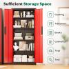 imageGreenvelly Metal Pantry Cabinet 63Tall Black Kitchen Pantry Storage Cabinets with 2 Lock Doors and 4 Adjustable Shelves for Home Office Dinning RoomGarageBlack Red