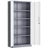 imageGreenvelly Metal Pantry Cabinet 63Tall Black Kitchen Pantry Storage Cabinets with 2 Lock Doors and 4 Adjustable Shelves for Home Office Dinning RoomGarageGrey White