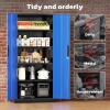imageGreenvelly Metal Pantry Cabinet 63Tall Black Kitchen Pantry Storage Cabinets with 2 Lock Doors and 4 Adjustable Shelves for Home Office Dinning RoomGarageBlack Blue