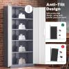 imageGreenvelly Metal Pantry Cabinet 63Tall Black Kitchen Pantry Storage Cabinets with 2 Lock Doors and 4 Adjustable Shelves for Home Office Dinning RoomGarageGrey White