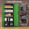 imageGreenvelly Metal Pantry Cabinet 63Tall Black Kitchen Pantry Storage Cabinets with 2 Lock Doors and 4 Adjustable Shelves for Home Office Dinning RoomGarageBlack Green