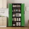 imageGreenvelly Metal Pantry Cabinet 63Tall Black Kitchen Pantry Storage Cabinets with 2 Lock Doors and 4 Adjustable Shelves for Home Office Dinning RoomGarageBlack Green