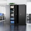 imageGreenvelly Metal Storage Cabinet with 2 Drawers36quot Black Lockable Metal Cabinets with Doors and Shelves Steel File Cabinet with Lock for Home Office Garage School ApartmentWarehouseBlack