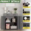 imageGreenvelly Metal Storage Cabinet with 2 Drawers36quot Black Lockable Metal Cabinets with Doors and Shelves Steel File Cabinet with Lock for Home Office Garage School ApartmentWarehouseBlack