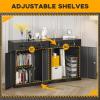 imageGreenvelly Metal Storage Cabinet with 2 Drawers36quot Black Lockable Metal Cabinets with Doors and Shelves Steel File Cabinet with Lock for Home Office Garage School ApartmentWarehouseBlack