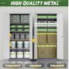 imageGreenvelly Metal Storage Cabinet with 2 Drawers36quot Black Lockable Metal Cabinets with Doors and Shelves Steel File Cabinet with Lock for Home Office Garage School ApartmentWarehouseWhite Grey