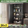 imageGreenvelly Metal Storage Cabinet with 2 Drawers36quot Black Lockable Metal Cabinets with Doors and Shelves Steel File Cabinet with Lock for Home Office Garage School ApartmentWarehouseBlack