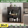 imageGreenvelly Metal Storage Cabinet with 2 Drawers36quot Black Lockable Metal Cabinets with Doors and Shelves Steel File Cabinet with Lock for Home Office Garage School ApartmentWarehouseBlack