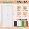 imageGreenvelly Metal Wardrobe Cabinet with Lock Door 72quot Metal Wardrobe Closet with Hanging Rods and Adjustable Shelves Clothing Storage Closet Cabinet for Home Office Employee Gym GreyWhite