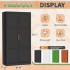 imageGreenvelly Metal Wardrobe Cabinet with Lock Door 72quot Metal Wardrobe Closet with Hanging Rods and Adjustable Shelves Clothing Storage Closet Cabinet for Home Office Employee Gym GreyBlack