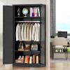 imageGreenvelly Metal Wardrobe Cabinet with Lock Door 72quot Metal Wardrobe Closet with Hanging Rods and Adjustable Shelves Clothing Storage Closet Cabinet for Home Office Employee Gym GreyBlack