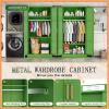 imageGreenvelly Metal Wardrobe Cabinet with Lock Door 72quot Metal Wardrobe Closet with Hanging Rods and Adjustable Shelves Clothing Storage Closet Cabinet for Home Office Employee Gym GreyGreen
